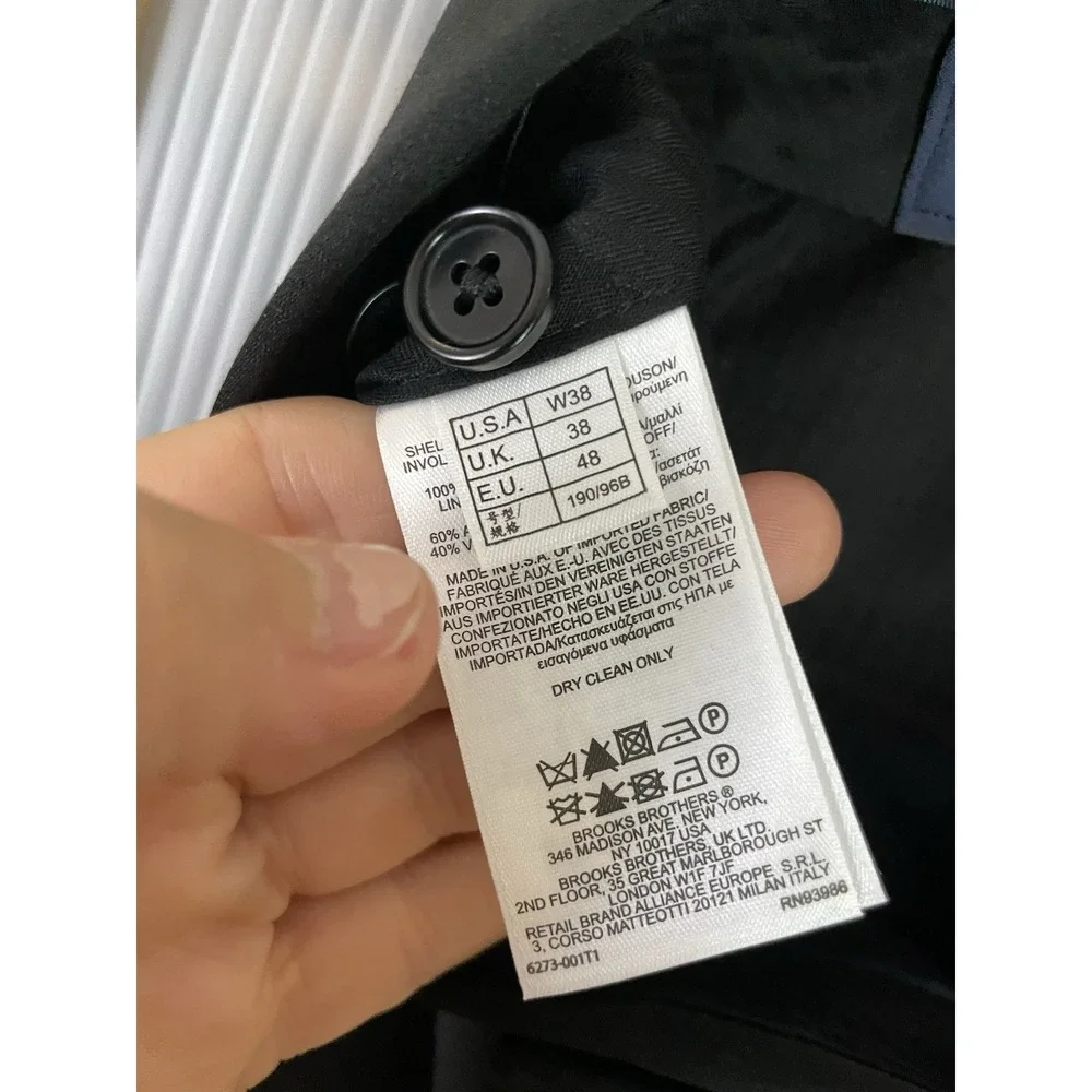 Brooks Brothers 1818 Madison Men's Dress Pants Wool Black 38x28 Tuxedo Party